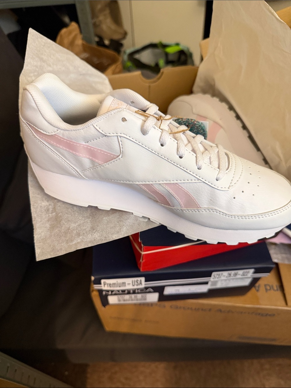 Reebok White Sneakers with Pale Pink Details